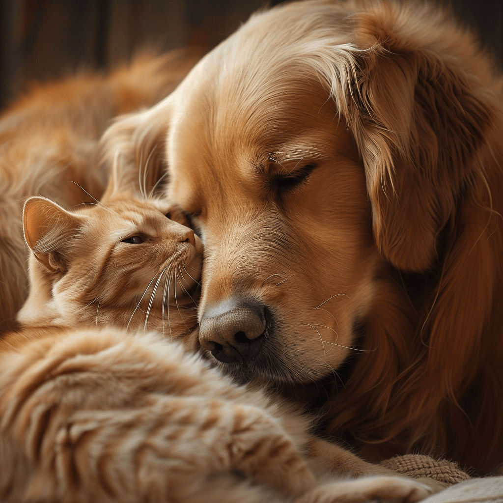 chien et chat calin